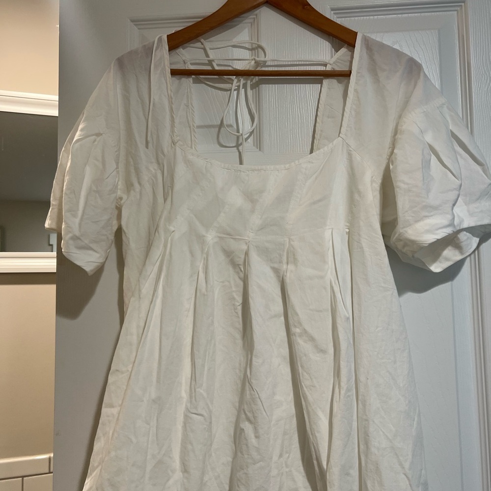 Free People White Puff Sleeve Mini Dress - Picture 7 of 11